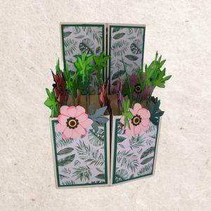 carte pop up flowers début en position fermée