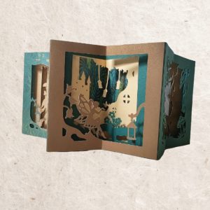 vue d'une page du livre carrousel en papier découpé ouvert